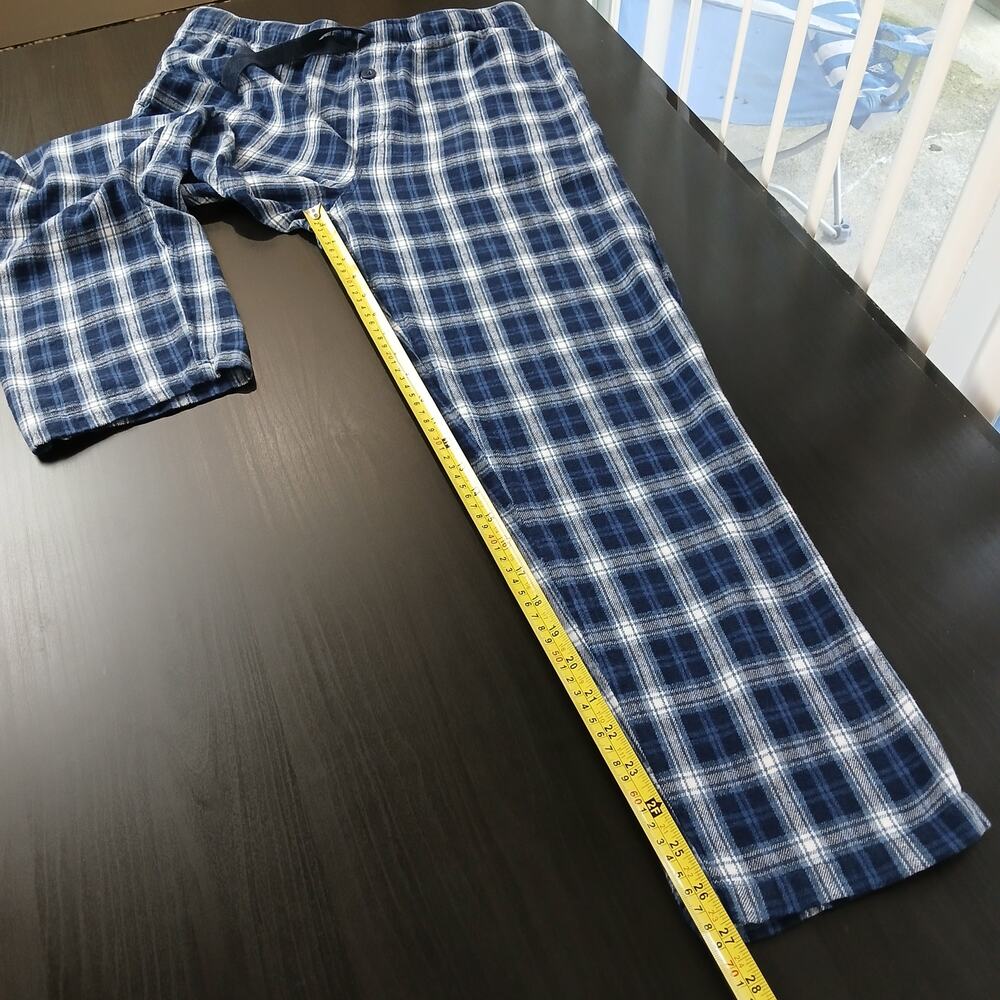 Fruit of the Loom Flannel Men's Sleepwear Lounge Pants L blue plaid cotton PJs - Picture 9 of 11